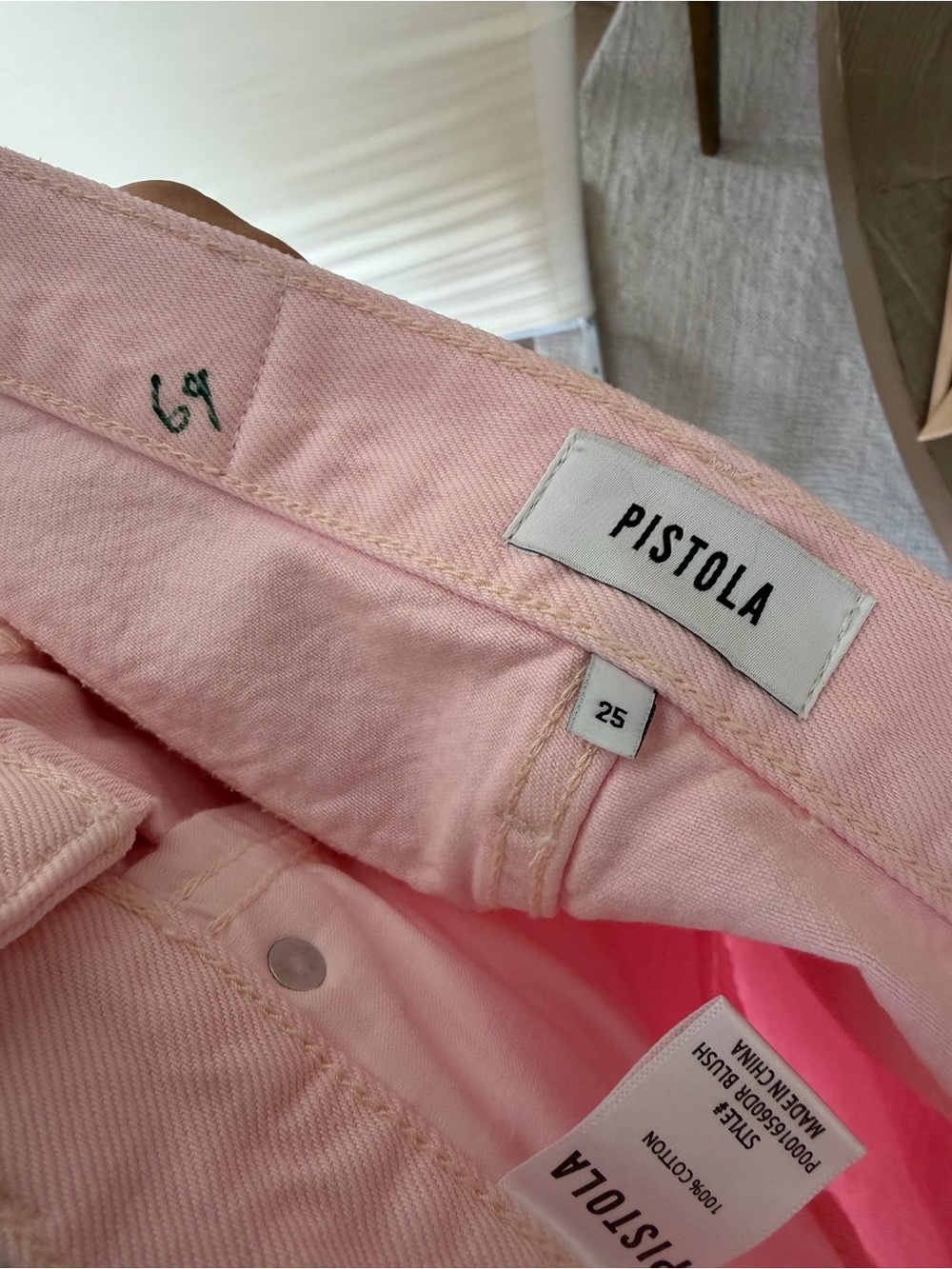 NWT Pistola Larsen Relaxed Wide Flare Full Length Jeans in Blush Pink size 25 - Picture 5 of 7